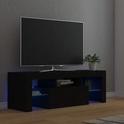 vidaXL tv-bord med LED-lys 120x35x40 cm sort