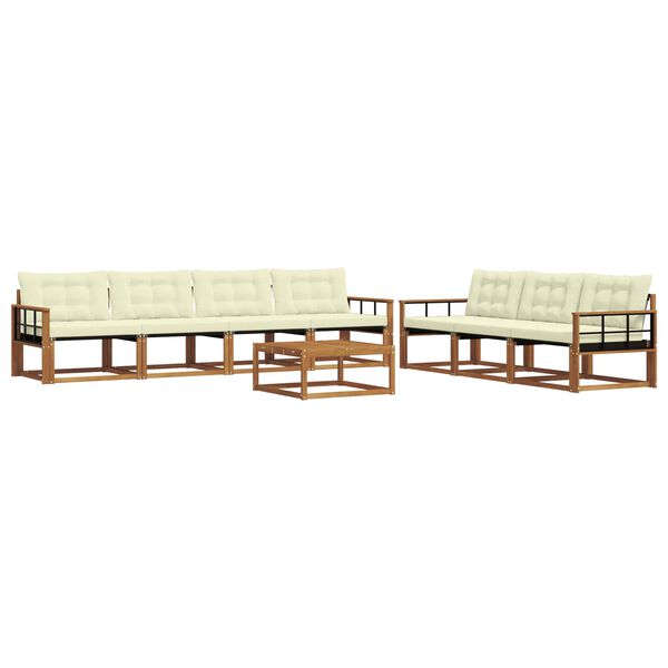 vidaXL Udend&oslash;rs sofagruppe med pude 8 pcs Naturlig og Fl&oslash;de