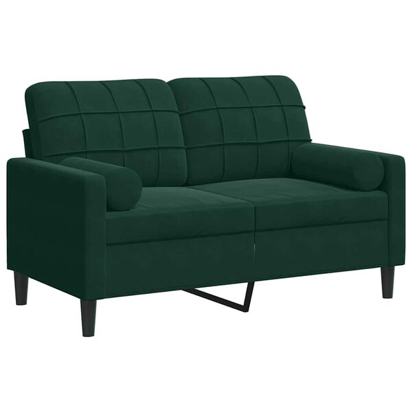 vidaXL 2-personers sofa med pyntepuder 120 cm velour m&oslash;rkegr&oslash;n