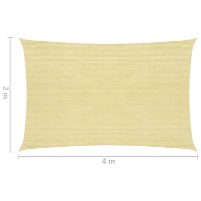 vidaXL Solsejl HDPE rektangulær 2x4 m beige
