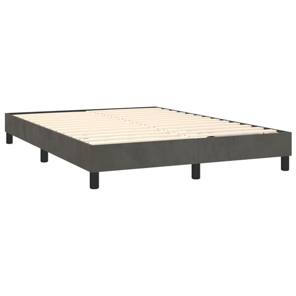 vidaXL Boxspring sengeramme Mørkegrå 140x190 cm Fløjl