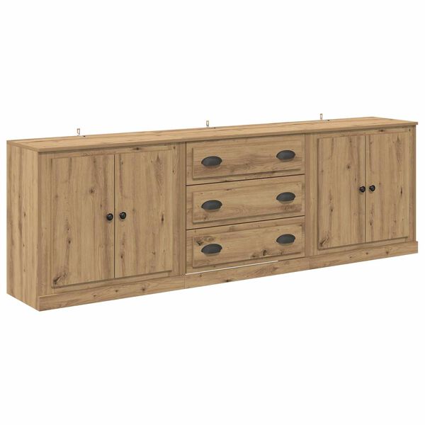 vidaXL Sideboards med skuffe 3 pcs Artisan Egetr&aelig; 70 x 35,5 x 67,5 cm