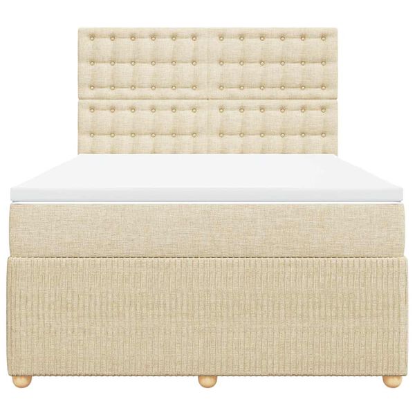 vidaXL kontinentalseng med madras 140x190 cm stof cremefarvet