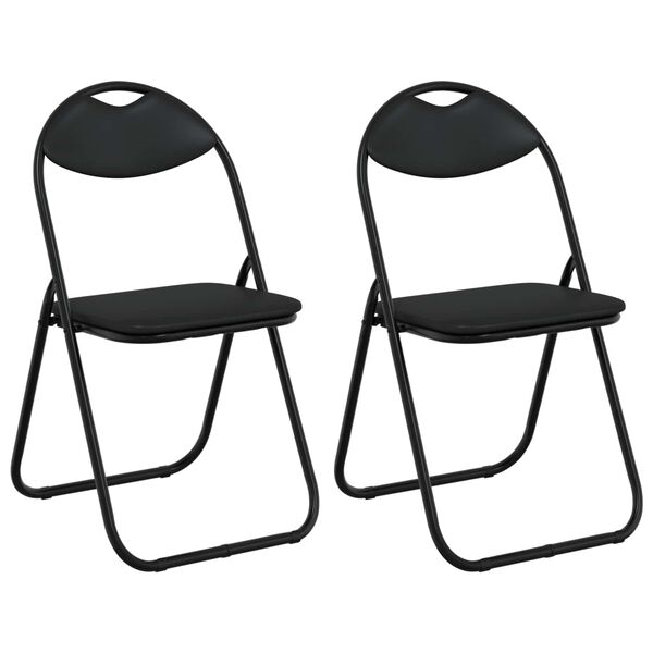 vidaXL Sammenklappelig stol 2 pcs Sort 48 x 43,5 x 81 cm Faux l&aelig;der