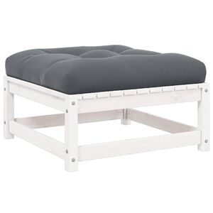 vidaXL fodskammel til haven med hynde hvid massivt fyrretr&aelig;