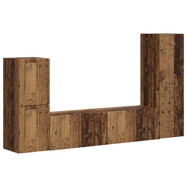 vidaXL TV-m&oslash;bels&aelig;t V&aelig;gmonteret 4 pcs Gammelt tr&aelig; Konstrueret tr&aelig;