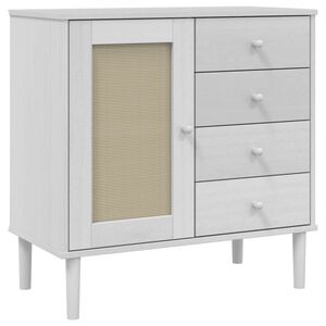 vidaXL sk&aelig;nk SENJA 80x40x80 cm rattan-look massivt fyrretr&aelig; hvid