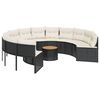 vidaXL havesofa med bord og hynder rund polyrattan sort