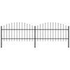 vidaXL havehegn med spydtop st&aring;l 359x125 cm sort