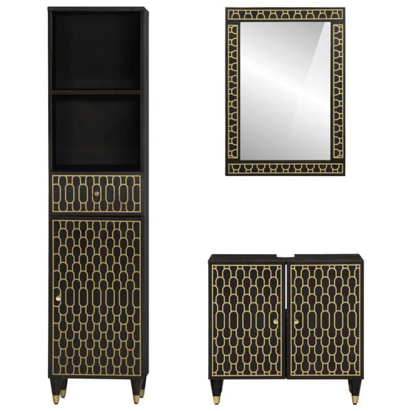 vidaXL badeværelsesmøbelsæt 3 dele massivt mangotræ