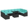 vidaXL Sofa S&aelig;t 11 stk. 10-Antal s&aelig;der Sort og Bl&aring; polyrattan