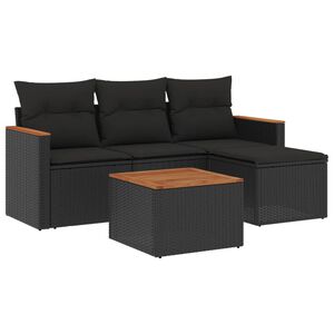 vidaXL sofas&aelig;t til haven 5 dele med hynder polyrattan sort