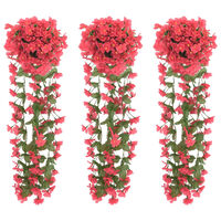 vidaXL kunstige blomsterguirlander 3 stk. 85 cm rosenrød