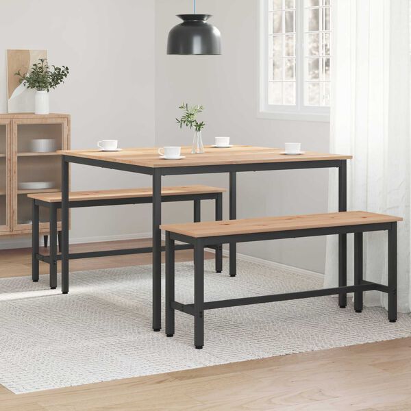 vidaXL Spisebord Naturfarvet 110 x 110 x 75 cm Massiv fyrretr&aelig;