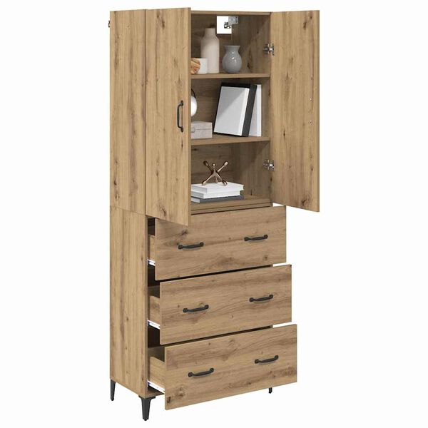 vidaXL Highboard Artisan Egetr&aelig; 69,5 x 34 x 180 cm Konstrueret tr&aelig;