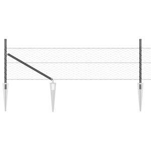 vidaXL Sekskantet hegn med stolpe 100 x 0,8 m PVC-belagt st&aring;l Gr&aring; Mesh