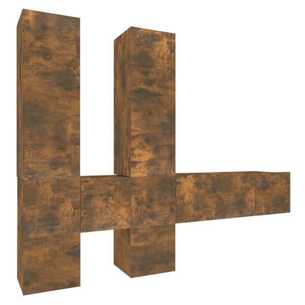 vidaXL tv-skabe 7 stk. konstrueret tr&aelig; r&oslash;get egetr&aelig;sfarve