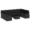 vidaXL Sofa S&aelig;t 10 stk. 9-personers Sort polyrattan