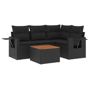 vidaXL sofas&aelig;t til haven 5 dele med hynder polyrattan sort