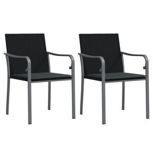 vidaXL havestole med hynder 2 stk. 56x59x84 cm polyrattan sort