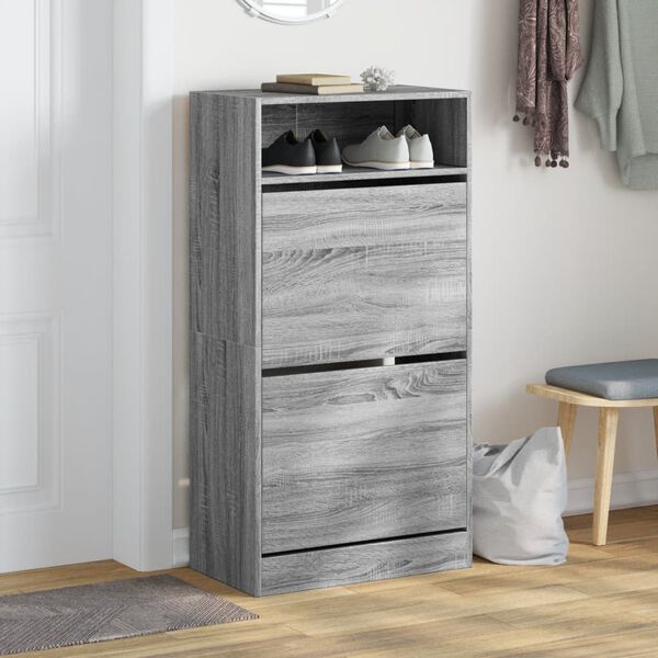 vidaXL skoreol 60x34x116 cm konstrueret tr&aelig; gr&aring; sonoma-eg