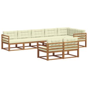 vidaXL Udend&oslash;rs sofagruppe med pude 8 pcs Naturlig og Fl&oslash;de