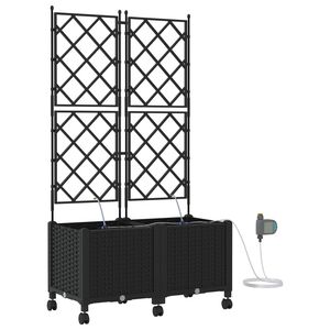vidaXL Havekrukke med vanding og hjul 2 stk. Sort 80 x 40 x 148 cm PP