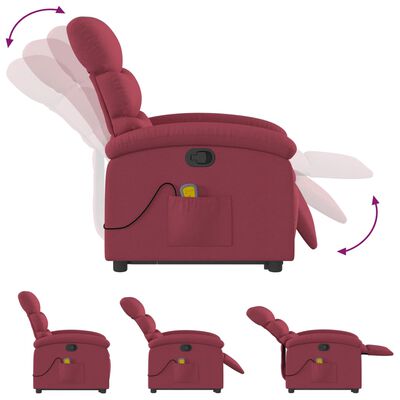 vidaXL løftestol med massage stof vinrød