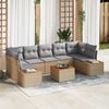 vidaXL Havesofa S&aelig;t med pude med opbevaring 8 pcs Beige Poly rattan