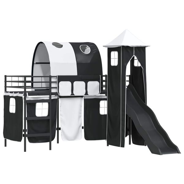 vidaXL B&oslash;rns Loft Seng Ramme Sort 99,5 x 190 cm Metal