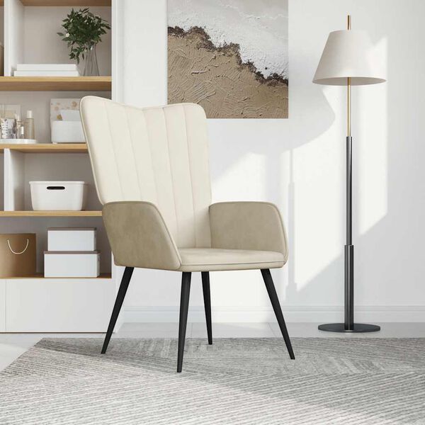 vidaXL l&aelig;nestol fl&oslash;jl cremehvid