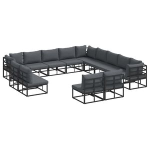 vidaXL Havesofa S&aelig;t med pude 13 pcs Sort Aluminium