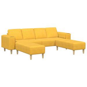 vidaXL Sofa med pude Lys Gul 250 x 188 x 76 cm Velourstof