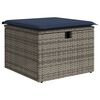 vidaXL Havefodskammel med pude Gr&aring; 55 x 55 x 37 cm polyrattan