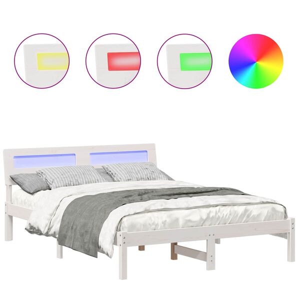 vidaXL Sengestel med hovedg&aelig;rde Hvid 120 x 190 cm Massiv fyrretr&aelig;