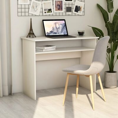 vidaXL skrivebord 90x50x74 cm konstrueret træ hvid