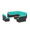 vidaXL 12-delt havesofas&aelig;t med hynder sort polyrattan