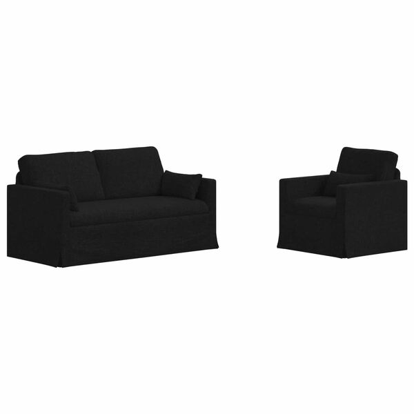 vidaXL Sofa 2 pcs Sort 158 x 78 x 80 cm Stof