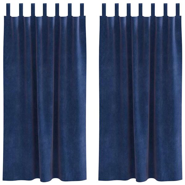 vidaXL Mørklægningsgardiner 2 pcs Mørk blå 140 x 175 cm Fløjl