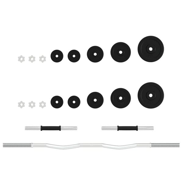 vidaXL s&aelig;t med v&aelig;gtstang og h&aring;ndv&aelig;gte 30 kg st&oslash;bejern