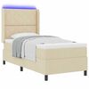 vidaXL LED Box Spring Bed med madras Creme 100 x 200 cm Stof
