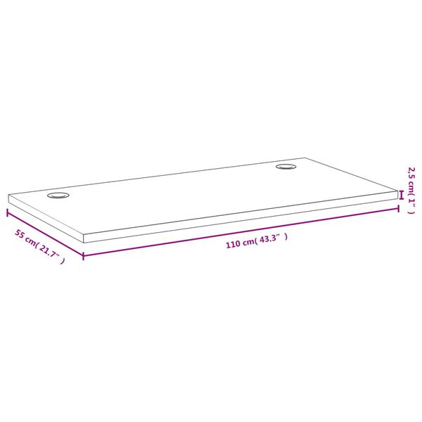 vidaXL bordplade til skrivebord 110x55x2,5 cm bambus