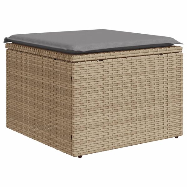vidaXL haveskammel med hynde 55x55x37 cm polyrattan beige