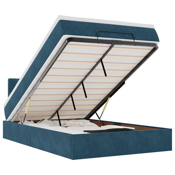 vidaXL osmannisk sengeramme med madras 120x200 cm fl&oslash;jl m&oslash;rkebl&aring;