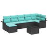 vidaXL Havesofa S&aelig;t med pude 8 pcs Sort Poly rattan