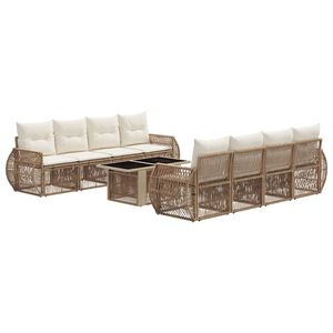 vidaXL Havesofa S&aelig;t 9 stk. Beige og cremehvid polyrattan