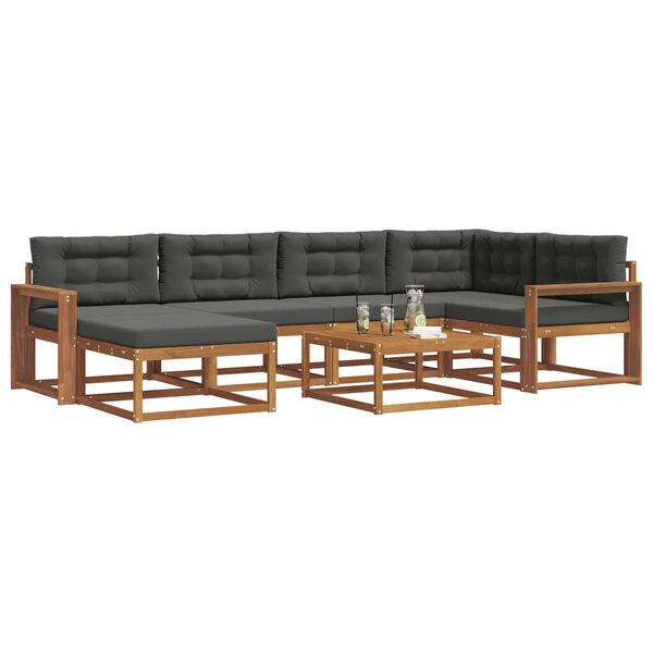vidaXL Udend&oslash;rs sofagruppe med pude 7 pcs Naturlig og Antracit