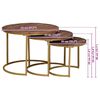 vidaXL Nesting Kaffeborde 3 pcs M&oslash;rk Brun Massivt mangotr&aelig; og st&aring;l