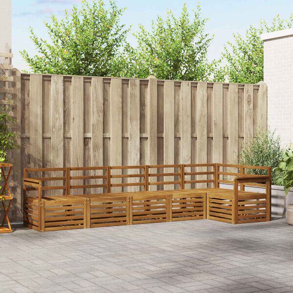 vidaXL Sofas&aelig;t 6 pcs Naturfarvet Massivt Akacietr&aelig;
