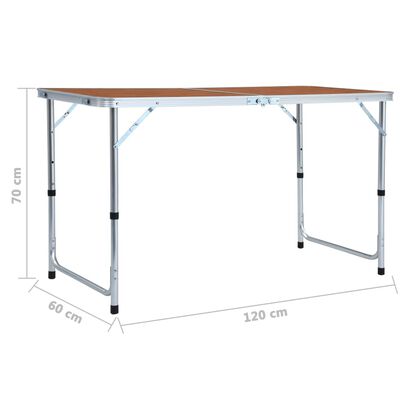 vidaXL foldbart campingbord aluminium 120 x 60 cm